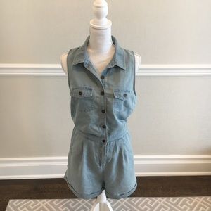Forever 21 Washed Denim Romper with open back